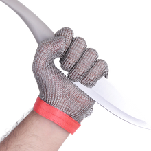 Load image into Gallery viewer, Cut Resistant Chainmail Kitchen Glove Stainless Steel 5 Finger with Fabric Wrist