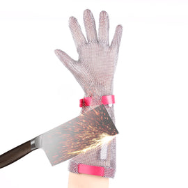 Secure Wrist 15cm Chainmail Protective Glove Stainless Steel 5 Finger