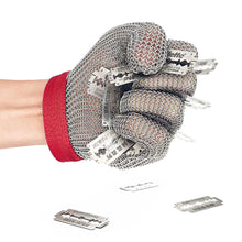 Load image into Gallery viewer, Cut Resistant Chainmail Kitchen Glove Stainless Steel 5 Finger with Fabric Wrist