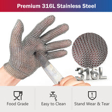 Load image into Gallery viewer, Stainless Steel Chainmail Safety Glove for Kitchen Use 5 Finger Buckle Wrist