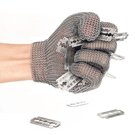 Stainless Steel Chainmail Safety Glove for Kitchen Use 5 Finger Buckle Wrist