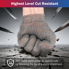 Load image into Gallery viewer, Stainless Steel Chainmail Safety Glove for Kitchen Use 5 Finger Buckle Wrist