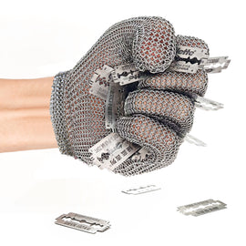 Five Finger Chainmail Glove with Slim Spring Wrist Stainless Steel Cut Resistant