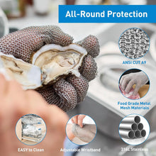 Load image into Gallery viewer, Stainless Steel Chainmail Safety Glove for Kitchen Use 5 Finger Buckle Wrist