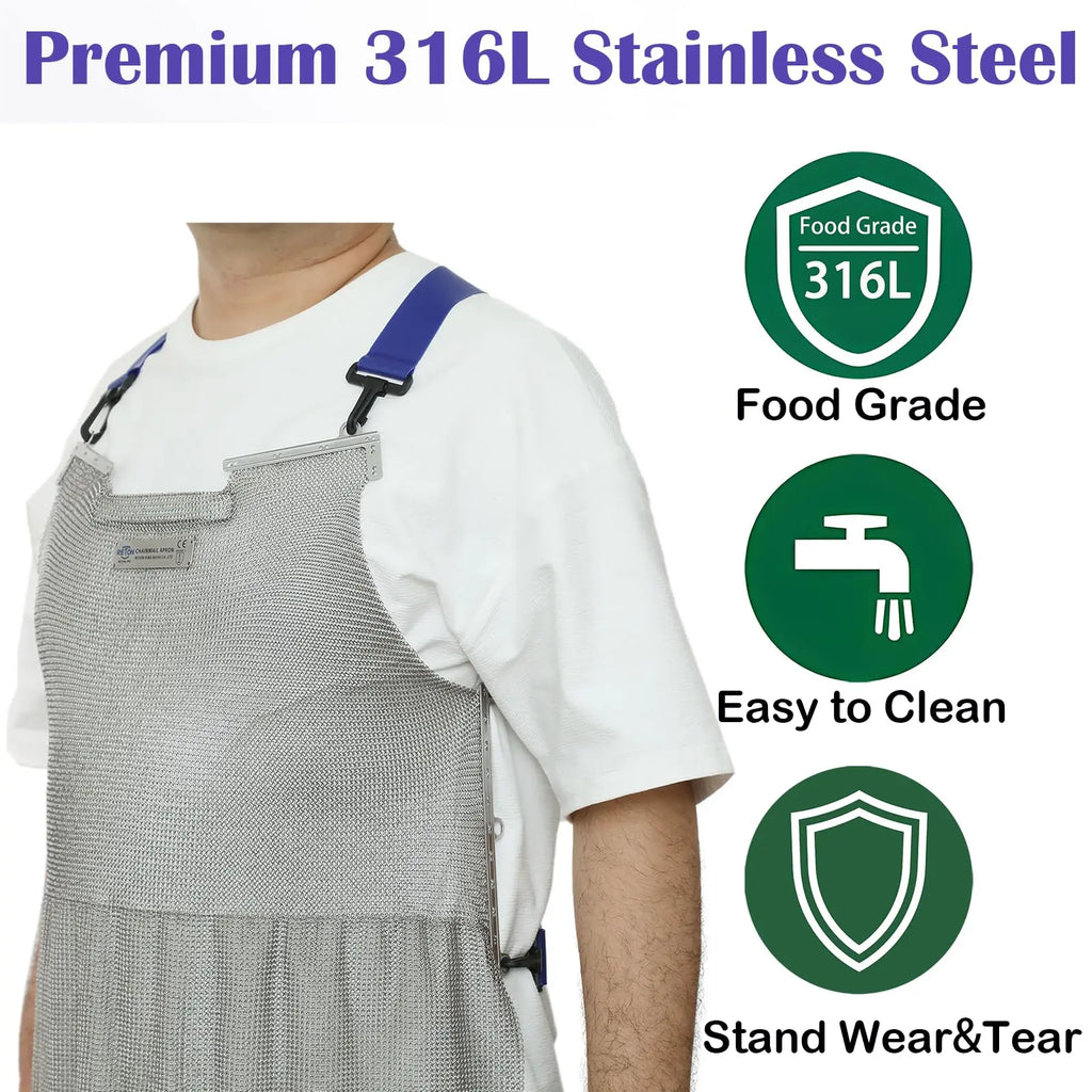 Stainless Steel Chainmail Apron for Cut Protection and Kitchen Safety