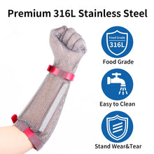 Load image into Gallery viewer, 20cm Extended Wrist Chainmail Glove Lightweight Cut Resistant Kitchen Safety