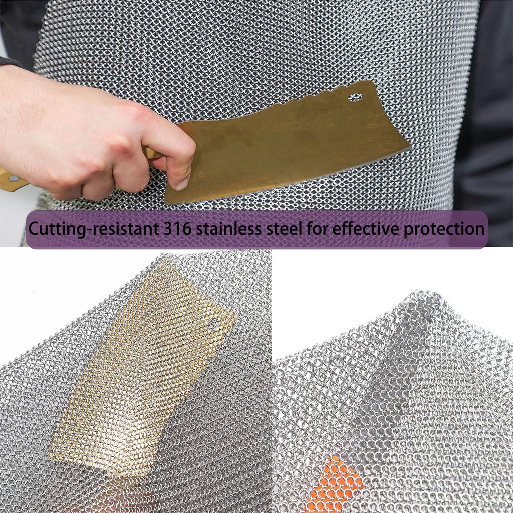 Cut Resistant Chainmail Apron with Stainless Steel Rings for Food Handling