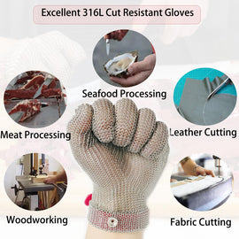Lightweight Stainless Steel Chainmail Cut Resistant Glove 5 Finger Design