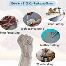 Load image into Gallery viewer, 20cm Long Chainmail Cut Resistant Glove with Spring Wrist for Secure Fit