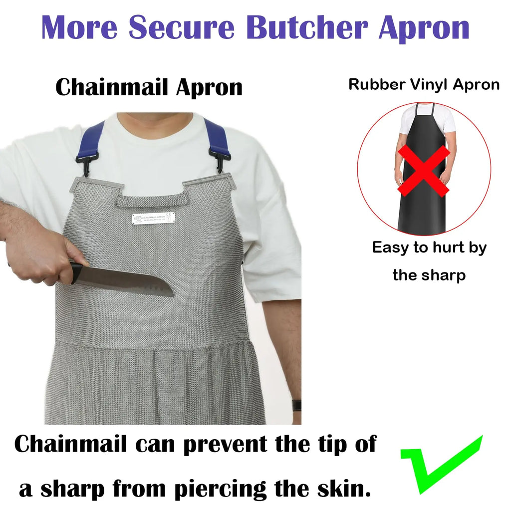 Stainless Steel Chainmail Apron for Cut Protection and Kitchen Safety