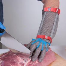 Load image into Gallery viewer, Secure Wrist 15cm Chainmail Protective Glove Stainless Steel 5 Finger