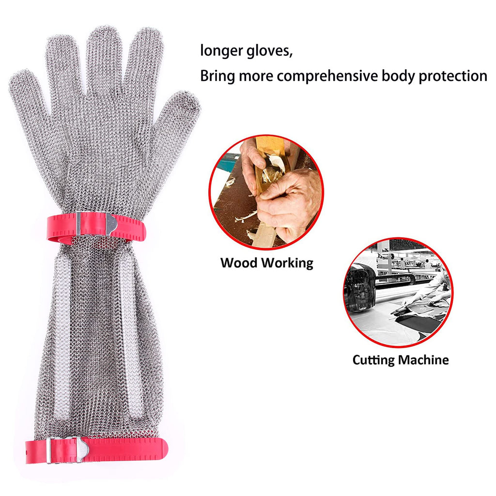 Secure Wrist 15cm Chainmail Protective Glove Stainless Steel 5 Finger