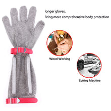 Load image into Gallery viewer, Secure Wrist 15cm Chainmail Protective Glove Stainless Steel 5 Finger