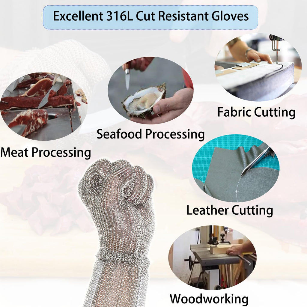 15cm Stainless Steel Chainmail Cut Resistant Glove for Kitchen Safety