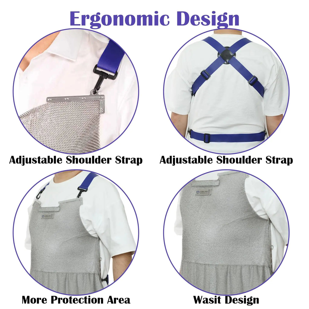 Stainless Steel Chainmail Apron for Cut Protection and Kitchen Safety