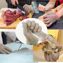 Load image into Gallery viewer, Lightweight Stainless Steel Chainmail Cut Resistant Glove 5 Finger Design