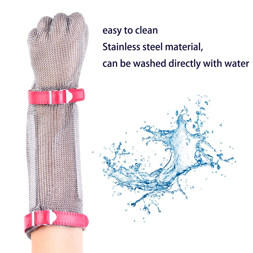 Secure Wrist 15cm Chainmail Protective Glove Stainless Steel 5 Finger
